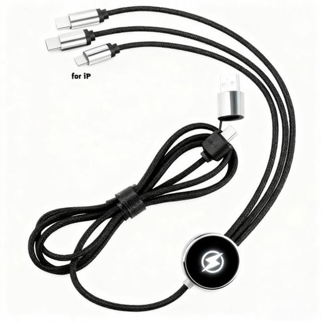 Gift Glow Logo Light up Multi Ports Phone Usb 3 in 1 Led Charging Cable Custom Promotional Gifts
