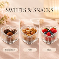 Mangkuk Kaca Bening Berbentuk Hati 175ml dengan Pinggiran Berumbai untuk Permen, Kacang, Buah, Hidangan Penutup, Dekorasi Meja Pernikahan (Grosir)