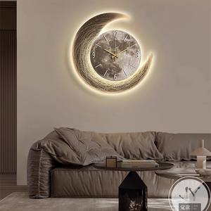 Orologio <span class=keywords><strong>da</strong></span> <span class=keywords><strong>Parete</strong></span> Moderno di Lusso con Decorazione per Soggiorno e Sala <span class=keywords><strong>da</strong></span> Pranzo, Dipinto Creativo con Luna, Orologio <span class=keywords><strong>LED</strong></span> Luminoso con Natura Morta - Product Image 5