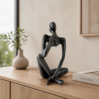 Sculpture en fonte ajourée abstraite rétro, Ornement minimaliste de penseur contemplatif, pour bureau, entrée, collection, cadeau