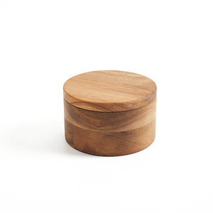 Boîte d'assaisonnement pour épices et sel en bois d'acacia naturel avec cuillère - Product Image 3