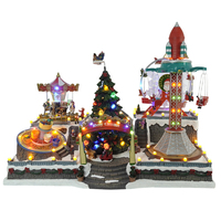 Décorations de Noël lumineuses et musicales avec carrousel à 5 fonctions, grande roue tournante, arbre de Noël, décorations de vacances européennes