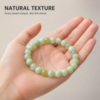 Bracelets pour hommes en jade naturel 100% - Couleurs fraîches d'été - Perles classiques extensibles - 10 mm - Vert clair - Cadeau d'anniversaire