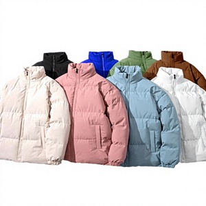 Unisex Hooded Puffer Jacket Solid Color Zipper Closure Windproof Anti-UV Eco-Friendly <b>Thick</b> Polyester Filling Casual <b>Winter</b> <b>Coat</b> - Product Image 1
