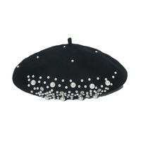Béret en Laine Hiver Scintillant pour Femme avec Strass et Perles – Couleur Unie – Nouveauté Tendance