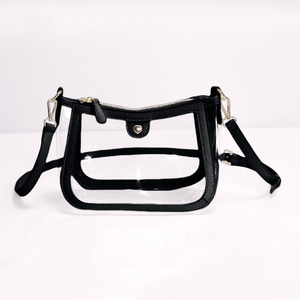 カスタマイズ可能なロゴレッドグリーンブラックPUレザー透明PVCサマーホーボークロスボディハンドバッグ女性用クリア財布クリアショルダーバッグ - Product Image 4