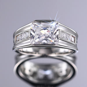 Bague de fiançailles en platine pour femme, diamant naturel taille princesse, couleur D, diamants latéraux T0231 - Product Image 5