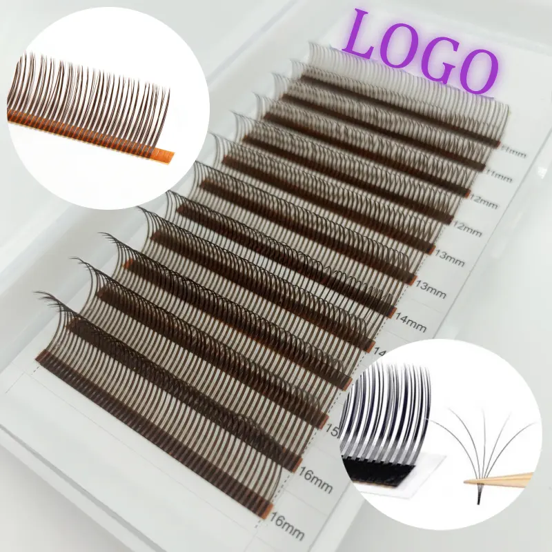 5d Flora Lash Verlengstuk Bruin Roze Spikes Wimpers Levert Kleur Easy Fan Wimper Extensions