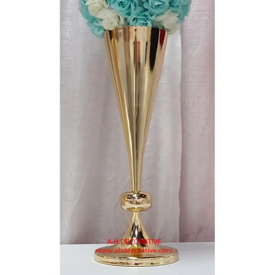 Đám Cưới Trang Trí Rượu Thủy Tinh Shape Flower Vase Bán Vàng Mạ Kim Loại Sang Trọng Flower Pot Trong Giá Bán Buôn