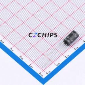 Condensateur électrolytique en aluminium à montage traversant 470uF10V6.3x11KM, montage traversant, D6.3xL11mm 470uF 20% 10V 285mA-120Hz - Product Image 1