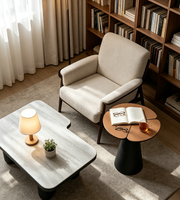 Ensemble de meubles de salon de luxe, table basse irrégulière en travertin, table d'appoint pour appartement, hôtel, design moderne personnalisé