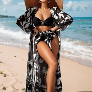 PASUXI 2024 venta al por mayor traje de baño estampado Bikini cubrir trajes de baño de talla grande 3 piezas trajes de baño para mujer