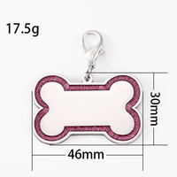 Ywyougang – Plaque d'identification pour animaux de compagnie en acier inoxydable en forme d'os, avec bordure émaillée scintillante, attache mousqueton en alliage, gravure laser DIY, cadeau