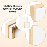 Toile tendue pré-primée DX Designs 16x20 pouces avec cadre en bois flottant de qualité supérieure pour la peinture, l'impression personnalisée et la décoration murale