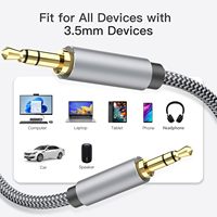 Câble audio stéréo tressé AUX 3,5 mm vers 3,5 mm, câble audio TRS auxiliaire blindé 1/8 mâle-mâle pour extérieur