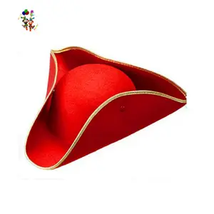 Cheap Party Navy Cavalie Red Tricorn Felt Pirate Hats HPC-1460