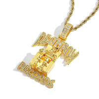 Collier pendentif DEATHROW en zircon, style hip-hop, bijoux tendance, serti de pierres étincelantes