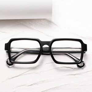Rectangle Full Rim <b>Eyeglasses</b> Solid Black Anti-Uv Unisex Adults Vision Correction <b>Frames</b> - Product Image 1