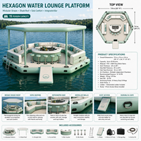 Île flottante gonflable personnalisée en forme de château avec pont de relaxation pour la location en resort, vente en gros, exportation, approvisionnement B2B