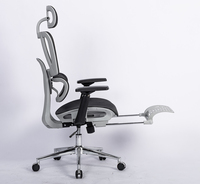 VANBOW Chaise de bureau ergonomique à dossier haut, moderne et classique, en tissu maillé, avec repose-pieds en mode visiteur