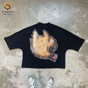 Custom DTG Print Tee Custom Size Mens Crop Thick Vintage 100% Cotton Sun Faded Acid Wash Graphic T Shirts - Product Image 3