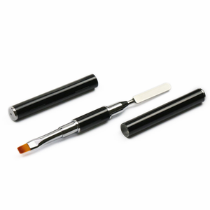 Pousse-ongles et brosse à gel 2-en-1 en acier inoxydable, outil de manucure en métal et nylon pour nail art - Product Image 4