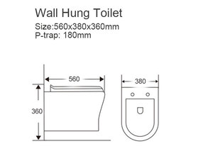 Inodoro suspendido de una pieza con descarga oculta y sifón en P, de cerámica dorada, accesorios sanitarios para baño. - Product Image 2