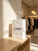 Sac cadeau biodégradable en papier kraft imprimé sur mesure avec impression du logo de la clinique dentaire pour enfants, sac de shopping