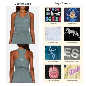 Logo personnalisé imprimé plaine vierge Slim Fit femme gilet caraco hauts en gros ajusté côtelé débardeur femme - Product Image 6