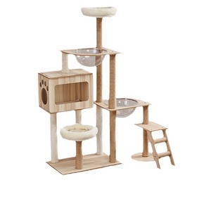 Árbol rascador moderno <span class=keywords><strong>de</strong></span> madera para gatos con juguete <span class=keywords><strong>de</strong></span> bola integrado, rascador <span class=keywords><strong>de</strong></span> lujo <span class=keywords><strong>de</strong></span> madera para gatos <span class=keywords><strong>de</strong></span> interior, fácil <span class=keywords><strong>de</strong></span> limpiar - Product Image 3