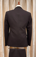 Costume homme 3 pièces vintage tendance respirant en laine peignée style européen avec broderie de strass noirs sur le bas de la veste, taille plus