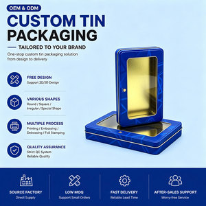 Caja de Metal Rectangular <span class=keywords><strong>Grande</strong></span> al por Mayor de Fábrica, Caja de Regalo de Metal con Ventana Transparente, Latas de Metal - Product Image 1