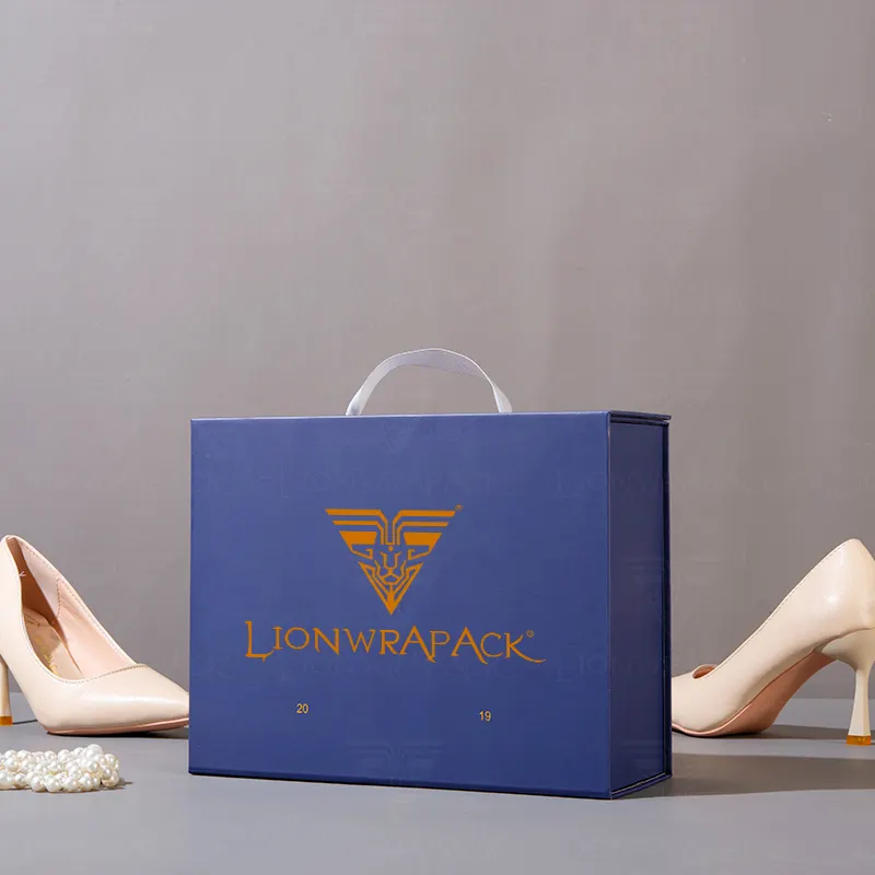 Campione gratuito di Lionwrapack, scatola di scarpe pieghevole con Logo personalizzato, imballaggio riciclabile ecologico