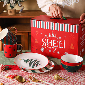 Service de table de Noël en porcelaine fine, bols et assiettes de Noël en porcelaine de luxe, ensemble de vaisselle - Product Image 5