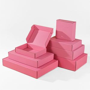 Boîtes en carton ondulé rose personnalisées de luxe écologiques recyclées, boîtes d'expédition pliables pour vêtements, chaussures, cadeaux - Product Image 3