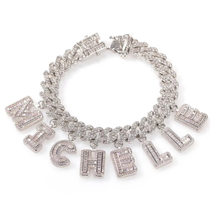 Iced Out Hip Hop 12MM Cadena de eslabones cubanos con <span class=keywords><strong>DIY</strong></span> <span class=keywords><strong>Rock</strong></span> Sugar Letters Colgante Gargantilla Collar - Product Image 4