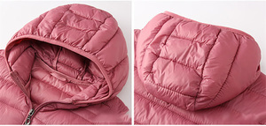Venta al por mayor OEM servicio personalizado superventas mujer 90/10 chaqueta de plumón de ganso, ropa acolchada con capucha, puño y dobladillo con banda elástica - Product Image 5