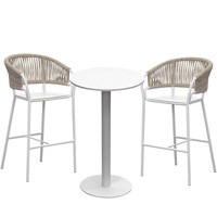 Ensemble de chaises de bar élégantes et robustes en métal et corde, tabourets de bar pour café, salle à manger, cuisine, villa, patio, maison, bar, hôtel, salle à manger, salon