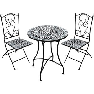 Antiguo 3PC Metal Mosaic <span class=keywords><strong>Bistro</strong></span> <span class=keywords><strong>Set</strong></span> Jardín Patio Mesa Sillas para exteriores Patio Muebles Nuevo Tradicional para exteriores