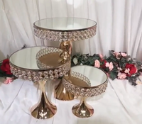 Décorations de gâteau de mariage, ensemble de support de gâteau en métal, cristal pour la décoration de fête de mariage