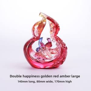 Handgemaakte Dubbele Geluk Glas Ornament Ekster Kalebas Graveren Voor Thuis Woonkamer Tv Kast Voor Kerst Decor - Product Image 3