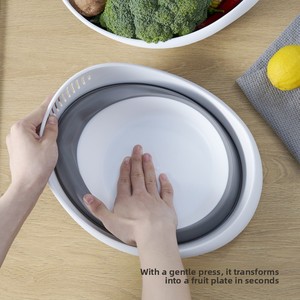 <span class=keywords><strong>Escurridor</strong></span> <span class=keywords><strong>de</strong></span> Cocina Ovalado Plegable y Colgante para Lavar Frutas, <span class=keywords><strong>Verduras</strong></span> y Arroz, Diseño Simple y Moderno - Product Image 2