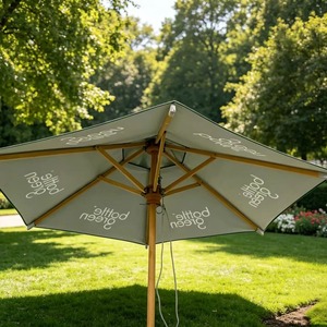 <span class=keywords><strong>Parasol</strong></span> de terrasse en tissu de protection solaire, en polyester recyclé, avec structure en bois, anti-UV, anti-chaleur, écologique, pour extérieur et hôtels - Product Image 1
