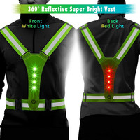 USB Veste Securite LED Rechargeable Réfléchissant Lumineux Vestes et Gilets Glow in the Dark LED Child Traffic Safety Vest Belt