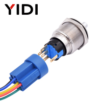 Interruttore Selettore Rotativo Elettronico a Pulsante LED da 22mm IP65, 2/3 Posizioni, Impermeabile, in Acciaio Inossidabile e Plastica, con Blocco SPDT 3A/250VAC