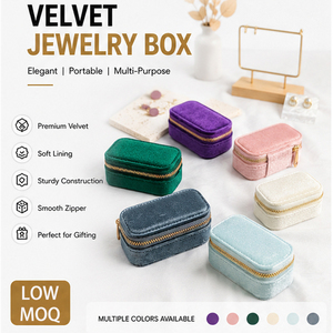 Wholesale Custom Logo Velvet Leather Mini Jewelry Ring <strong>Box</strong> Travel Portable <strong>Jewellery</strong> Earring Ring Organizer <strong>Women</strong> Gift Case - Product Image 1
