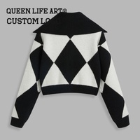 OEM Service 14 GG Ordinateur Tricoté style preppy Logo Personnalisé Polo Pull Femmes Grande Taille Chandails pour Femmes col en v