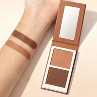 Palette de poudre contouring double couleur pour sculpter le visage, marron chaud, soyeux, facile à estomper, fini mat, longue tenue, léger, naturel