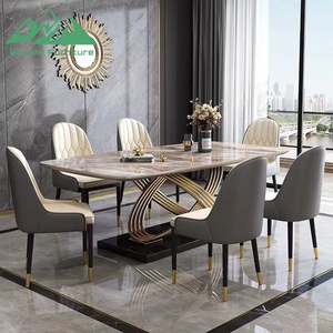 Juego de <span class=keywords><strong>Mesa</strong></span> de <span class=keywords><strong>Comedor</strong></span> de Piedra Sinterizada de Lujo Italiano Nuevo de Wayon, <span class=keywords><strong>Mesa</strong></span> Rectangular Moderna para Espacios Pequeños - Product Image 4