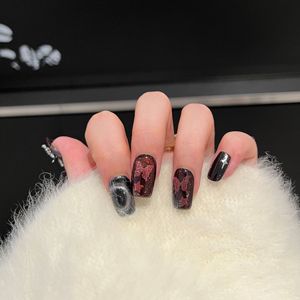 <span class=keywords><strong>Uñas</strong></span> Postizas de Alta Calidad con Diseño de Mariposa 3D, <span class=keywords><strong>Estilo</strong></span> Francés, <span class=keywords><strong>Uñas</strong></span> Cortas con Pegamento, Diamantes de Imitación, Diseño de Ojo de Gato ABS - Product Image 4